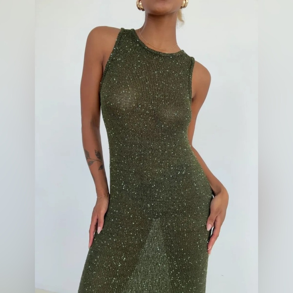 NWT Rumored Stella Maxi Dress Moss Sequin